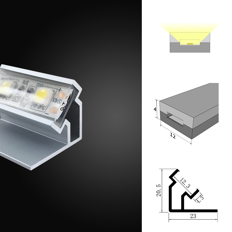 45度12宽套管灯带卡槽霓虹灯带卡槽灯带线槽线条灯硬灯条铝槽外壳套件